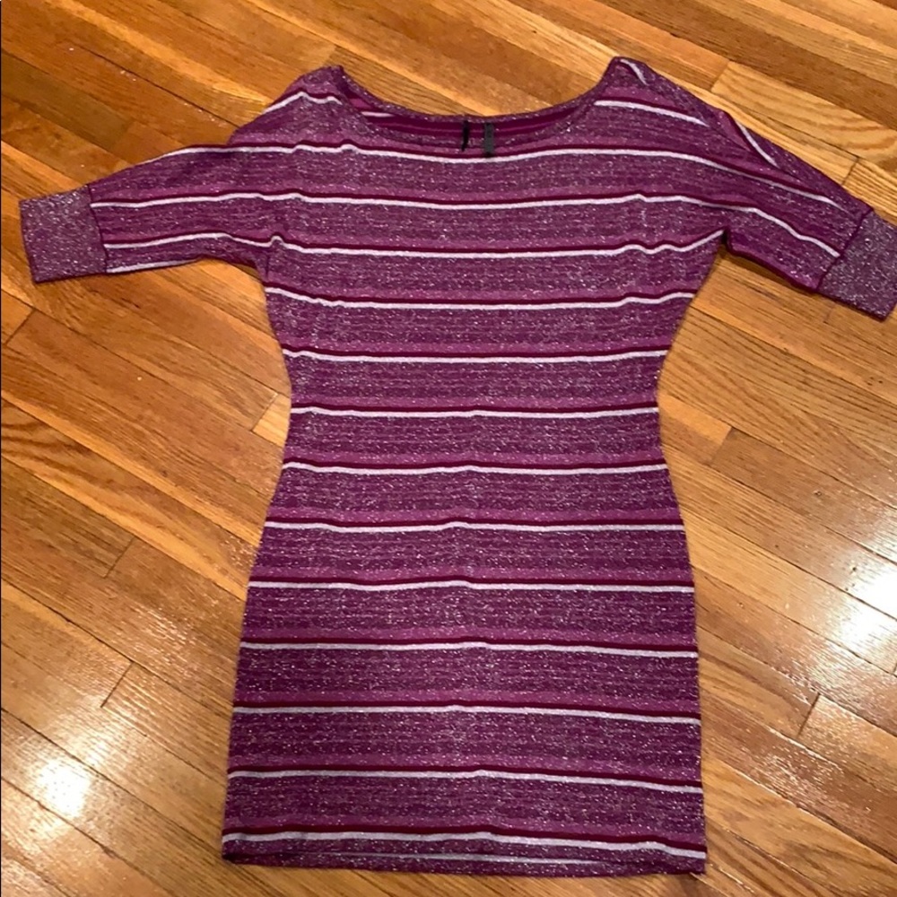 Guess Knit Pink Stripe Body Con Dress